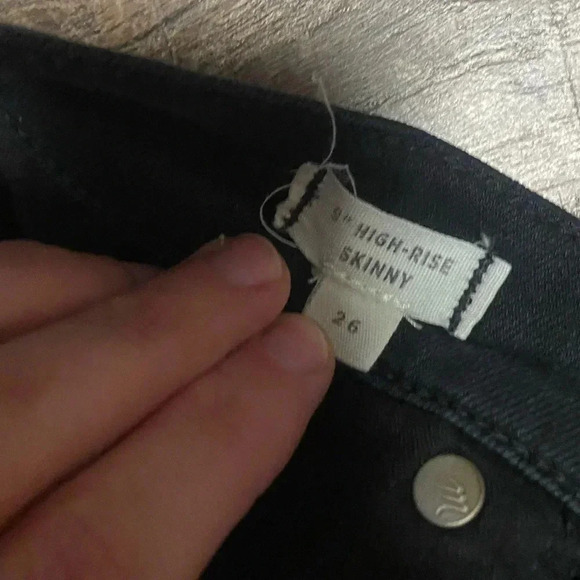 Madewell Cotton Blend Black High-Rise Skinny Ankle Jeans Size 26 - Picture 3 of 5